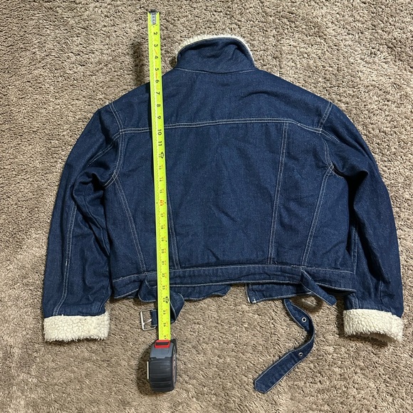 Vintage Pacsun Women's Sherpa Bomber denim jacket 00s size small - Picture 7 of 8